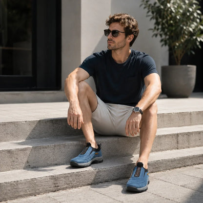 🔥Offerta speciale di oggi🦌Scarpe in pelle scamosciata di alta qualità🦶Alleviano il dolore ai piedi e la fascite plantare✅Impermeabili, antiscivolo, morbide e comode
