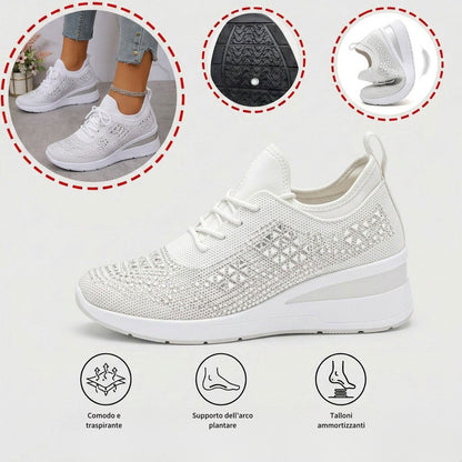 Scarpe casual versatili con strass — supporto dell’arco plantare, comfort e rialzo slanciante