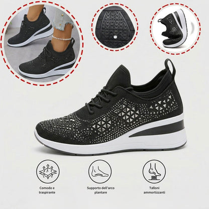 Scarpe casual versatili con strass — supporto dell’arco plantare, comfort e rialzo slanciante