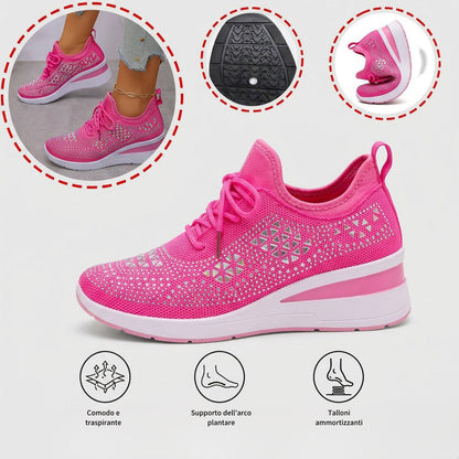 Scarpe casual versatili con strass — supporto dell’arco plantare, comfort e rialzo slanciante