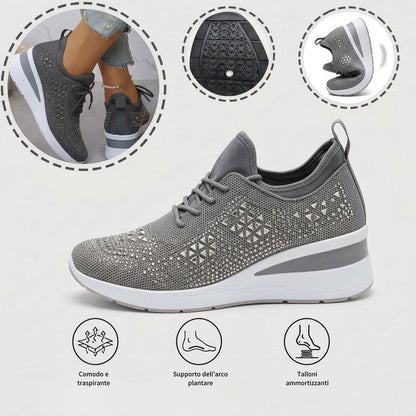 Scarpe casual versatili con strass — supporto dell’arco plantare, comfort e rialzo slanciante