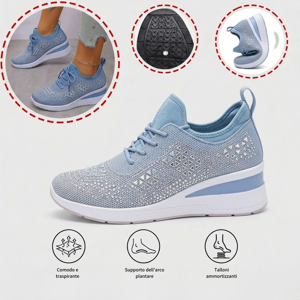 Scarpe casual versatili con strass — supporto dell’arco plantare, comfort e rialzo slanciante