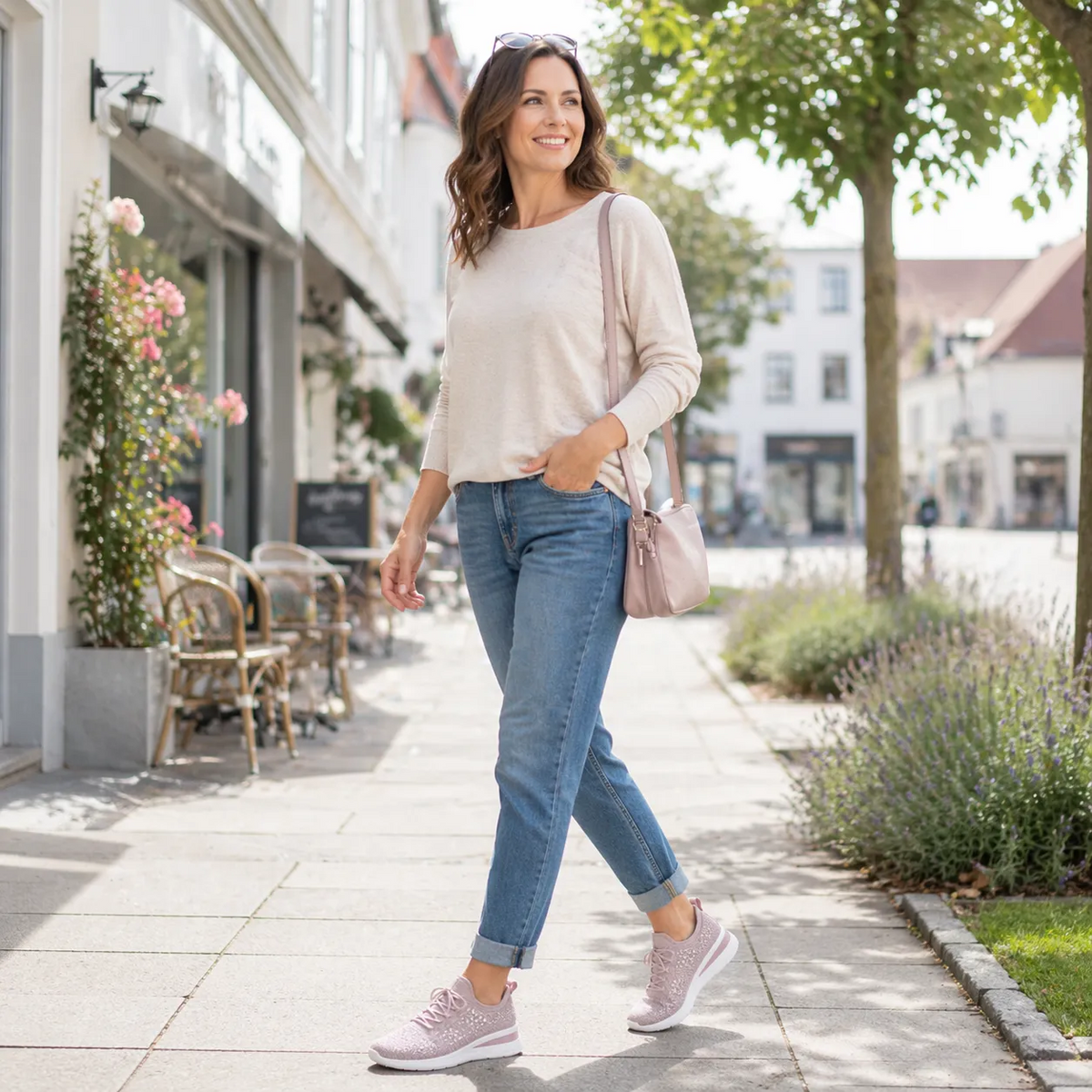 Scarpe casual versatili con strass — supporto dell’arco plantare, comfort e rialzo slanciante