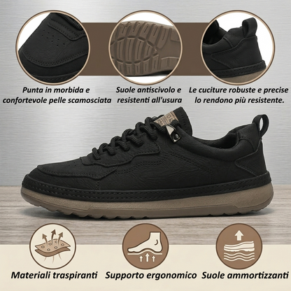⏰ Approfitta oggi dello sconto del 60%: non perdere l'occasione! Queste scarpe ortopediche ergonomiche in pelle scamosciata alleviano efficacemente il dolore ai piedi✅️.