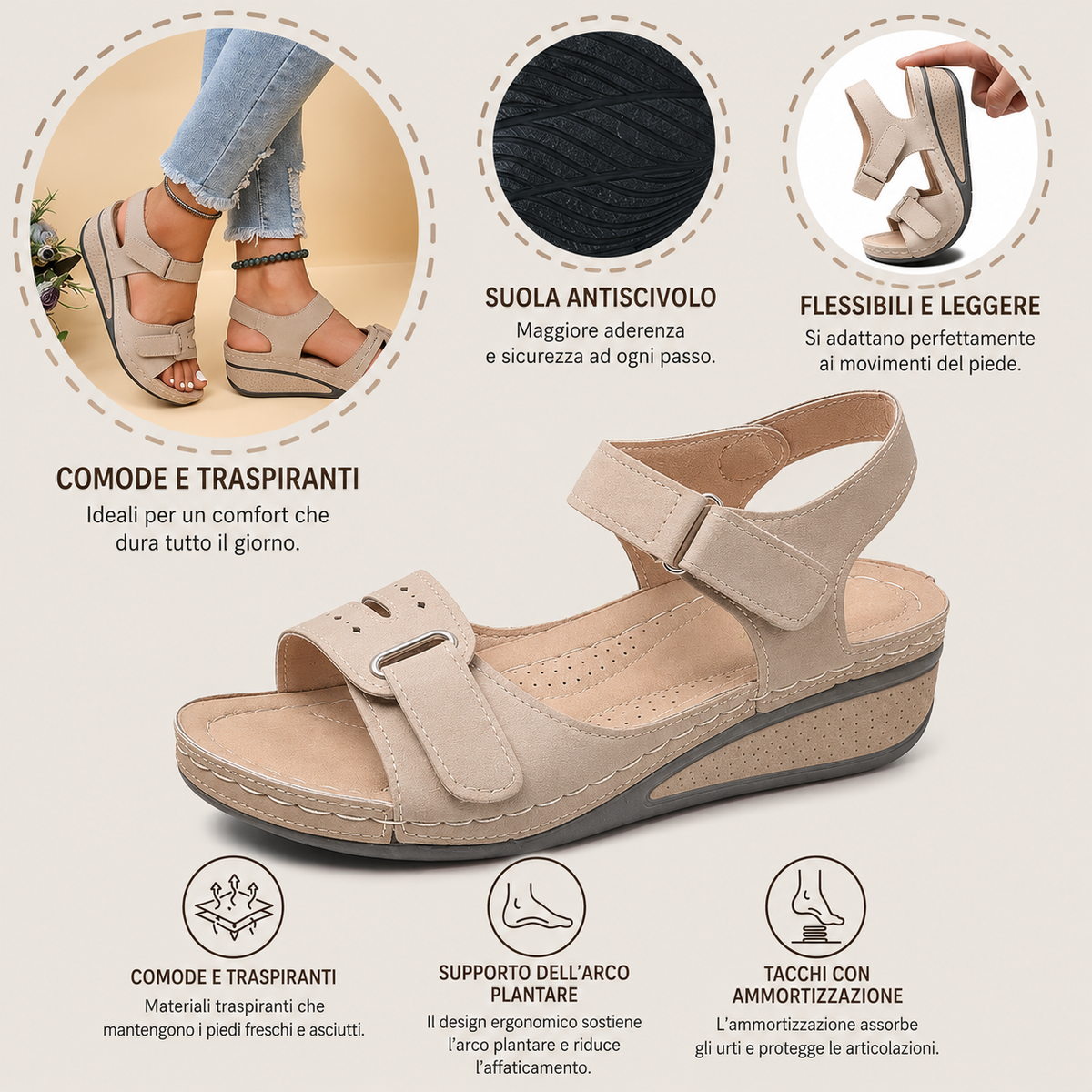 🔥50% di sconto oggi - Da non perdere! Sandali ortopedici estivi, dal design ergonomico ✅Alleviano il dolore, comodi e traspiranti, regolabili con chiusura in velcro✅